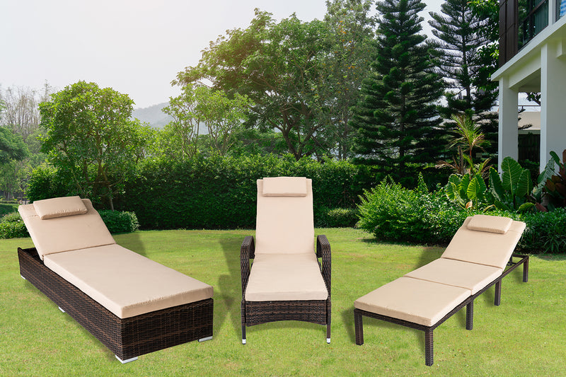 Rattan Sunlounger outdoor furniture with adjustable backrest