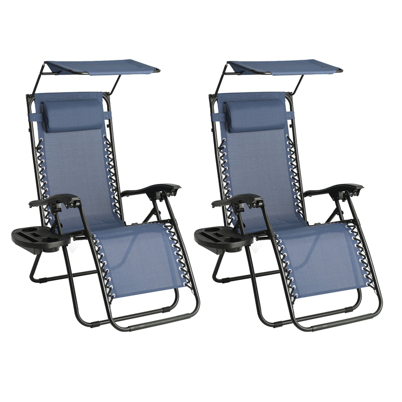Straame Zero Gravity Chair with Canopy | Set of 2 | Heavy Duty Textoline