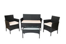 Straame 4PC Rattan Garden Furniture Set with Coffee Table, Double Seated Sofa and 2 Chairs