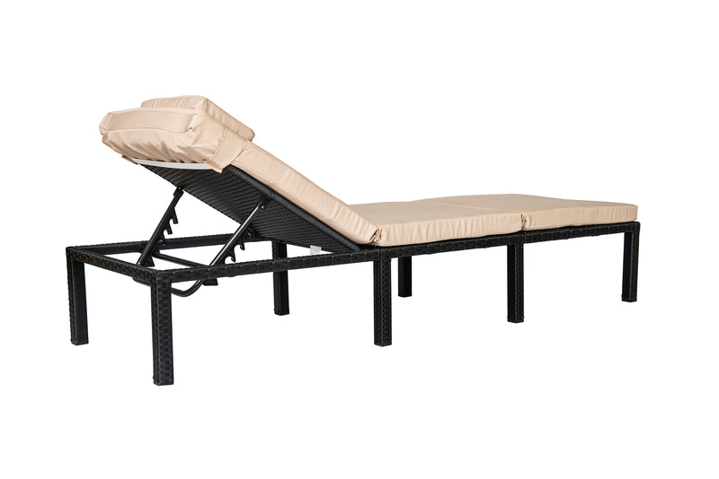 Straame Rattan Outdoors Sunlounger, Reclining and Adjustable Sun Bed Alicante