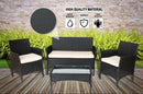 Straame 4PC Rattan Garden Furniture Set with Coffee Table, Double Seated Sofa and 2 Chairs
